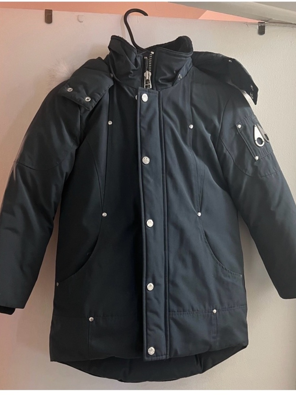Moose Knuckles Kids Black Puffer Parka with Hood